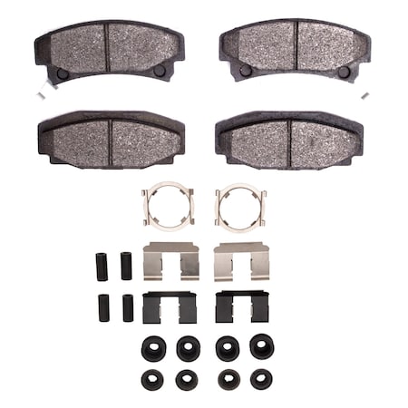 Dynamic Friction Co 5000 Advanced Brake Pads - Semi Metallic and Hardware Kit, Long Pad Wear, Rear 1551-0354-01